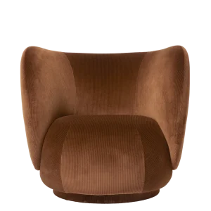 Rico Lounge Chair - Swivel - Devoré Velvet - Rust
